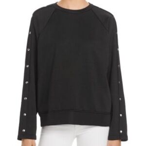 T by Alexander Wang Black Snap-Sleeve French Terry Sweatshirt